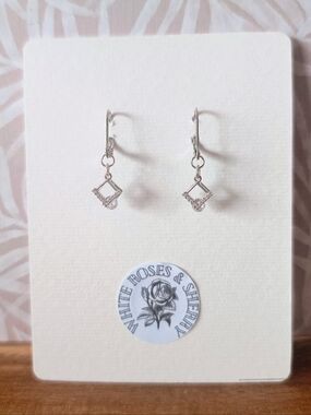 White Roses & Sherry • 18k White Gold & CZ Celestial Star Dangles